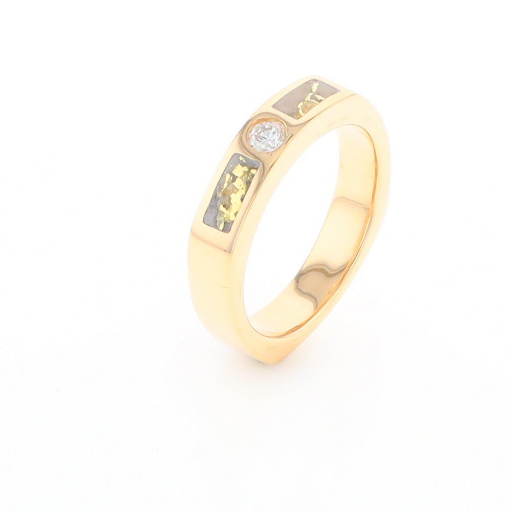 Gold Quartz Ring Double Sided Inlaid Design with .10ct Round Diamond G2
