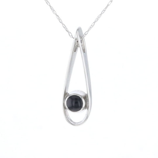 Open Teardrop Round Onyx Inlaid Pendant