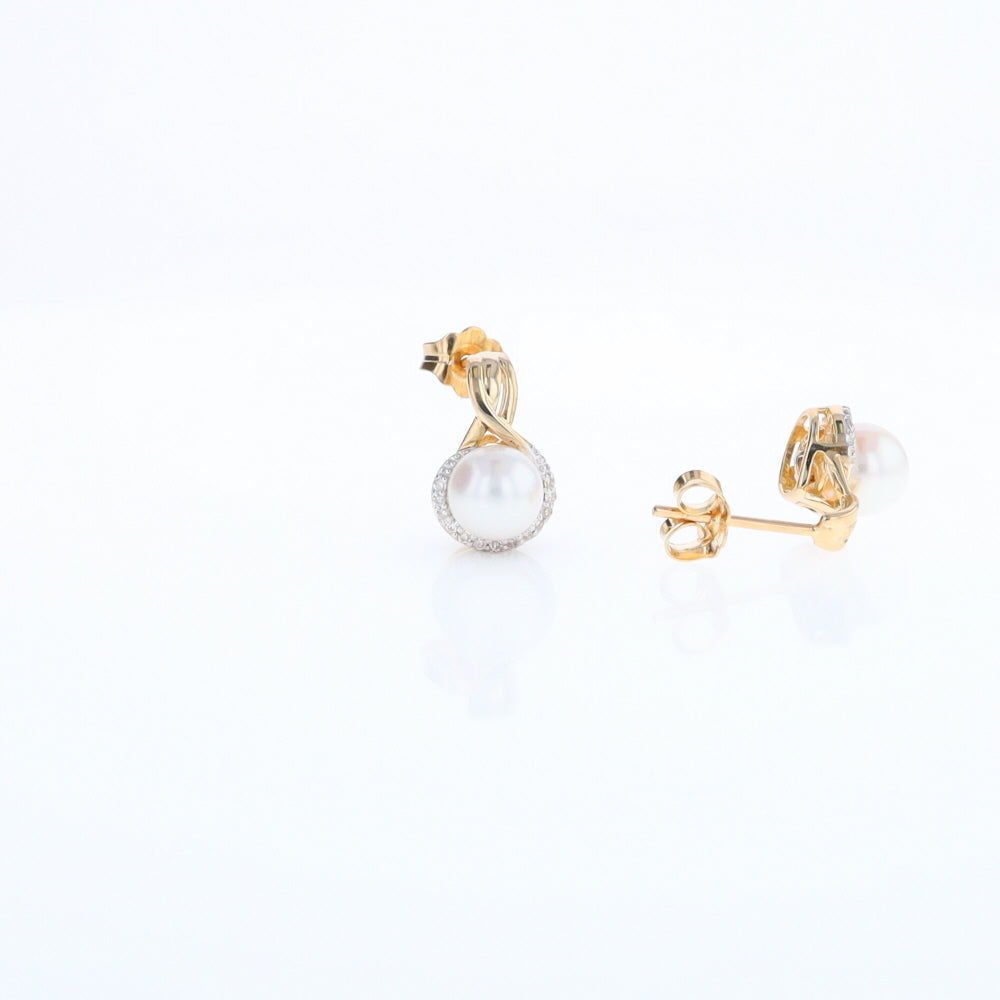 Pearl Drop Earrings with Diamond Halos