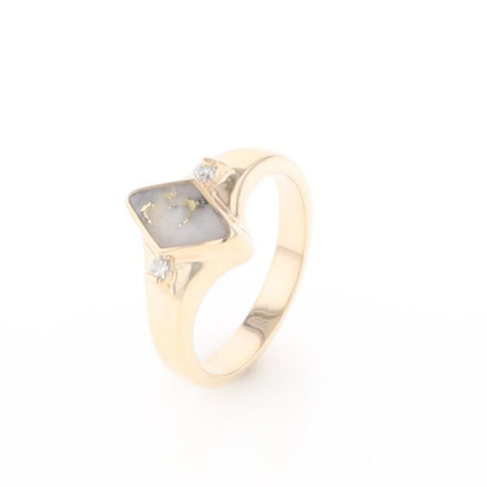 G2 Gold Quartz Ring Diamond Shape Inlaid with 0.05ctw Round Diamonds