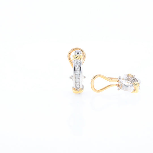 Two Tone Channel Set Diamond Earrings