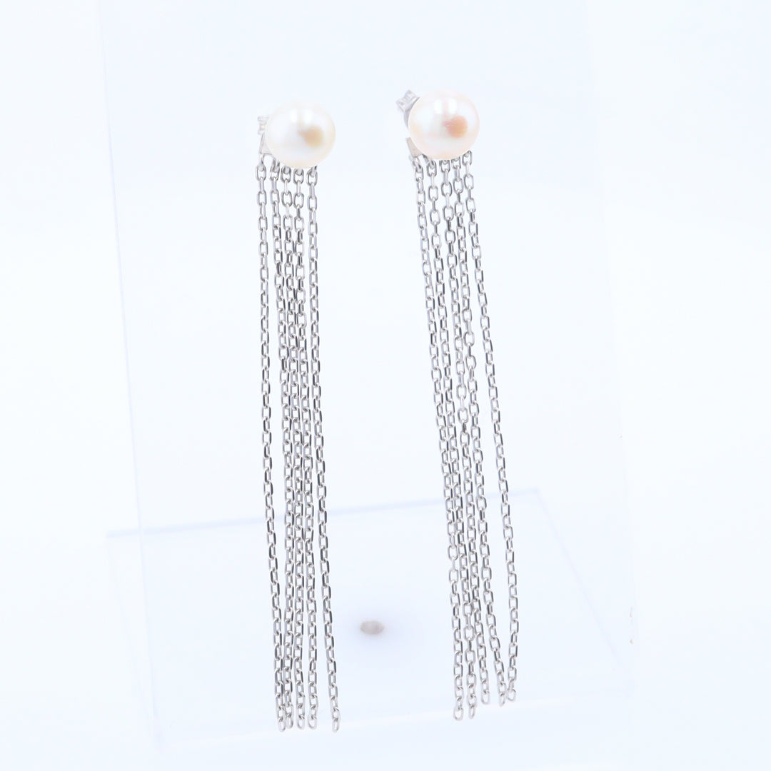 Tassel Chain Pearl Earrings