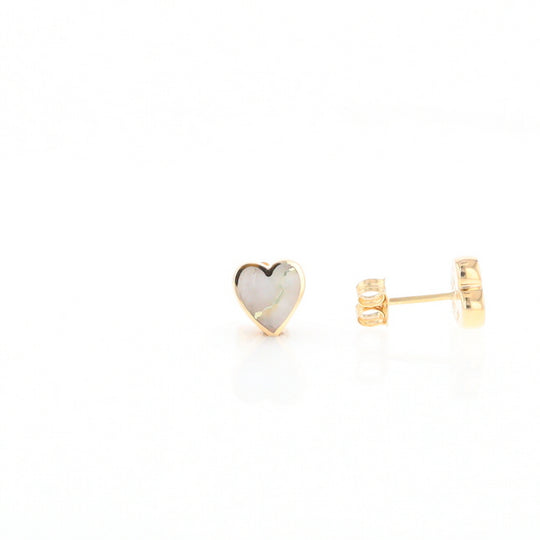 Gold Quartz Heart Stud Earrings - G2