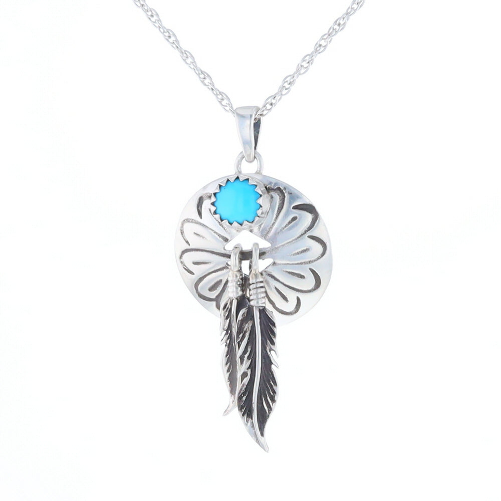 Turquoise Dream Catcher Feather Pendant