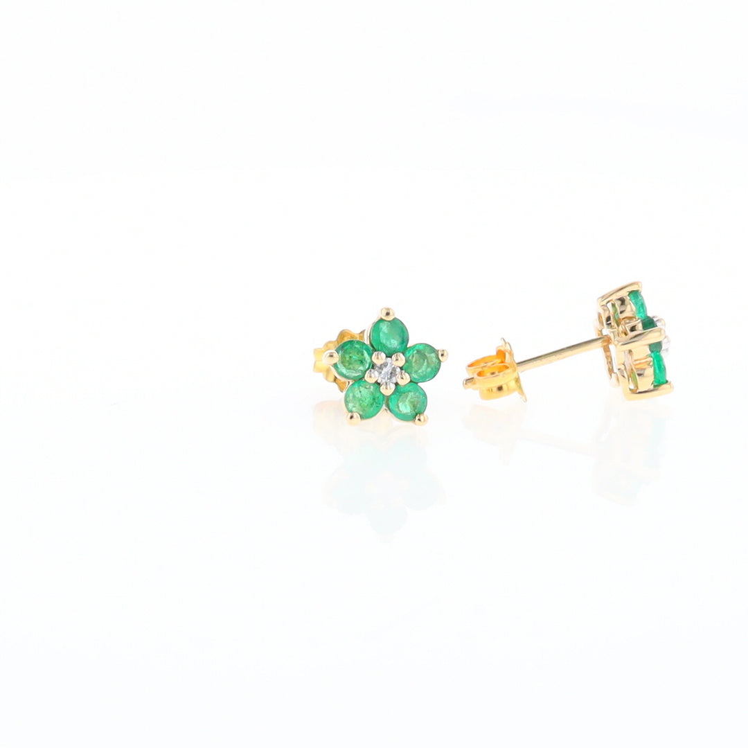 Emerald Flower Stud Earrings