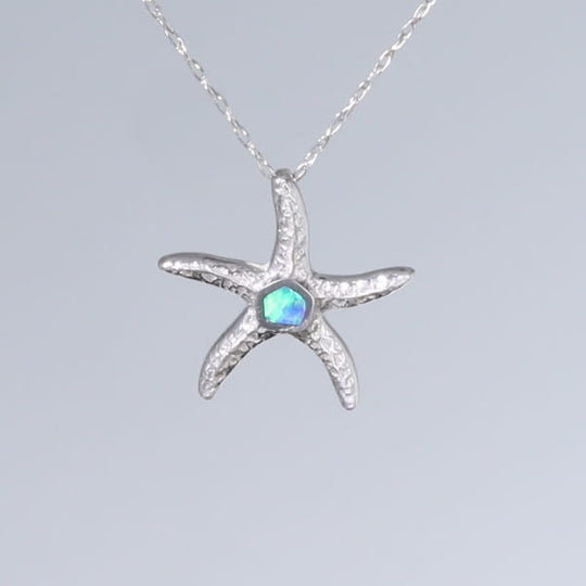 Opal Pendant Inlaid Realistic Star Fish Design