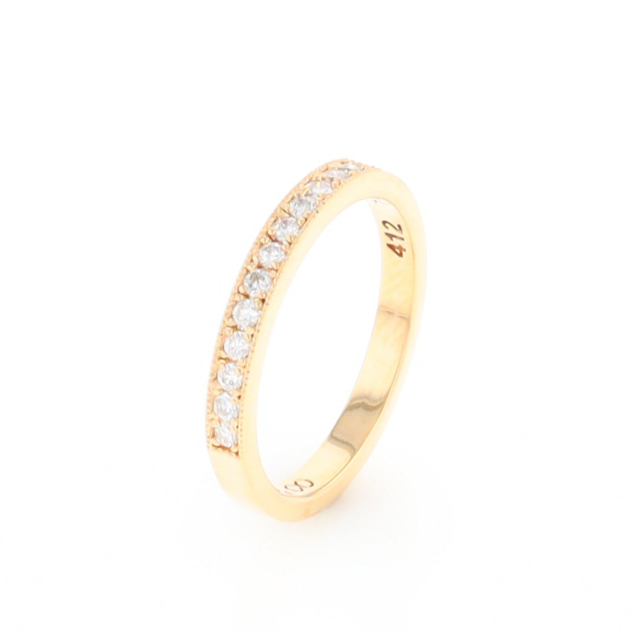 Yellow Gold Milgrain Diamond Wedding Band