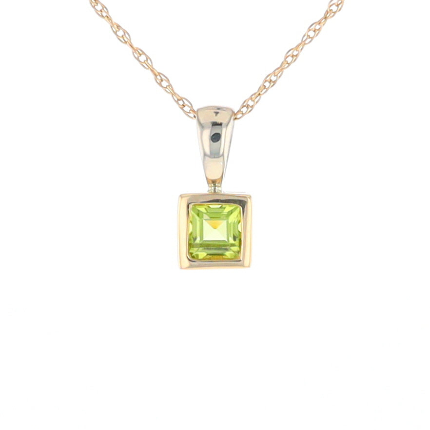 Two-Tone Bezel Peridot Pendant
