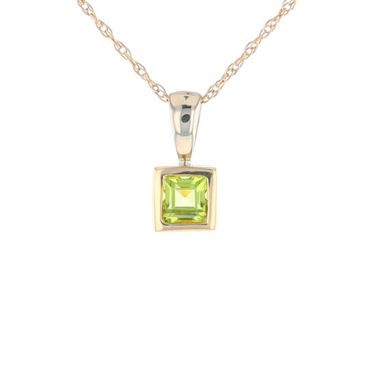 Two-Tone Bezel Peridot Pendant