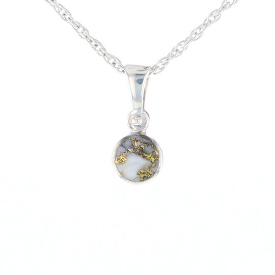 Sterling Silver Gold Quartz Inlaid Circle Pendant - G3