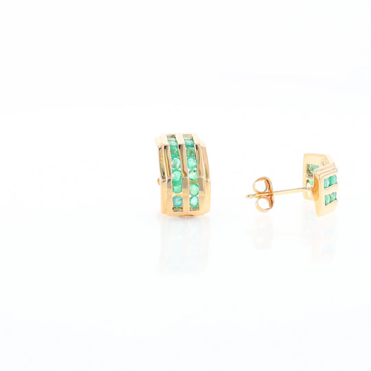 Semi-Hoop Channel Emerald Earrings