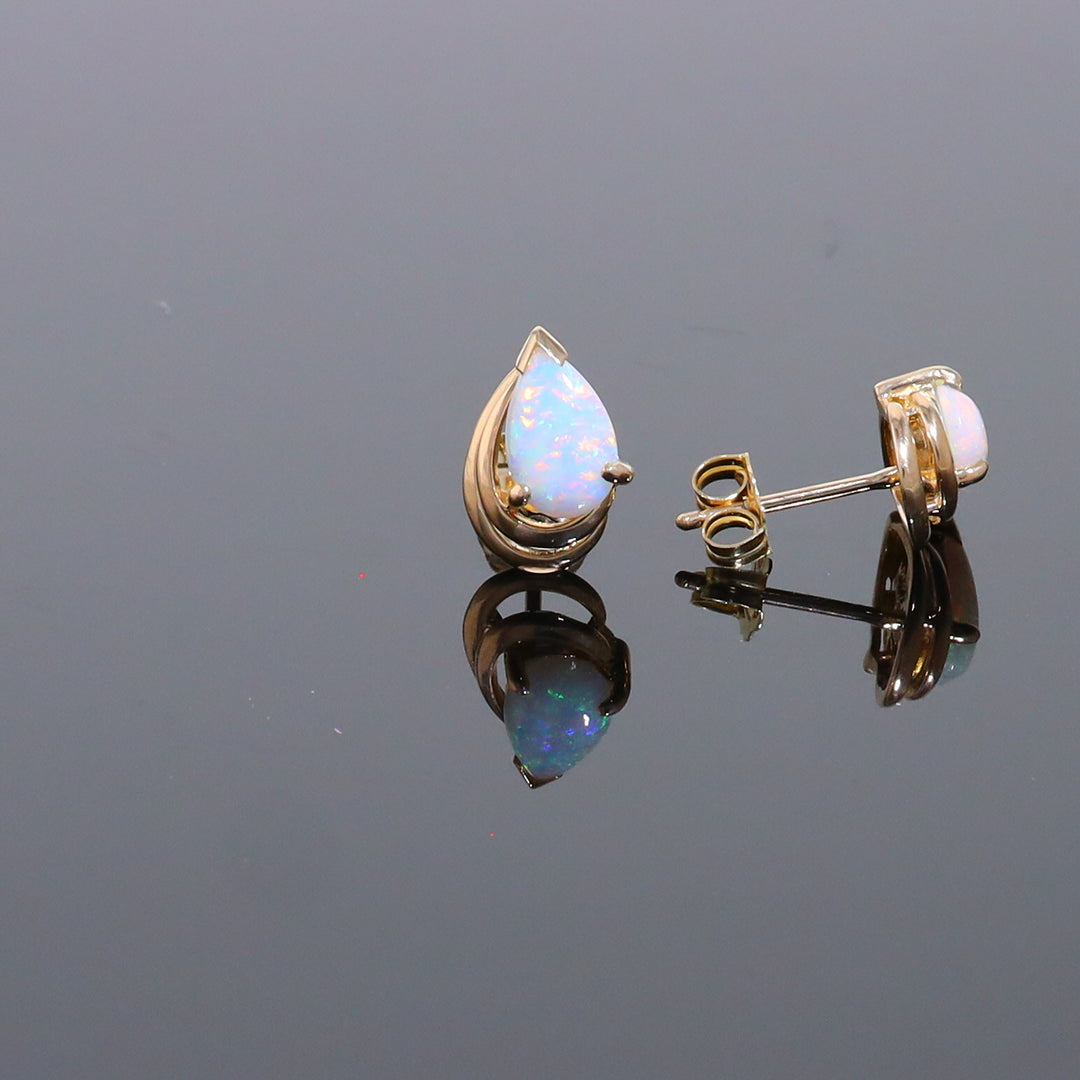 Pear-Shaped Opal Stud Earrings