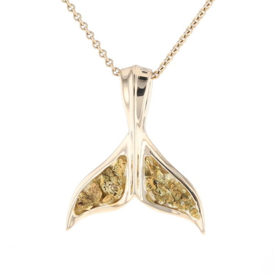 Whale Tail Natural Gold Nuggets Inlaid Pendant XL