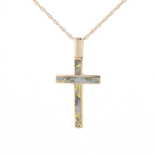 Three Section Gold Quartz Cross - G2