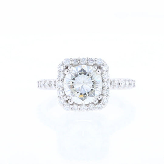 Diamond Engagement Ring with Square Halo