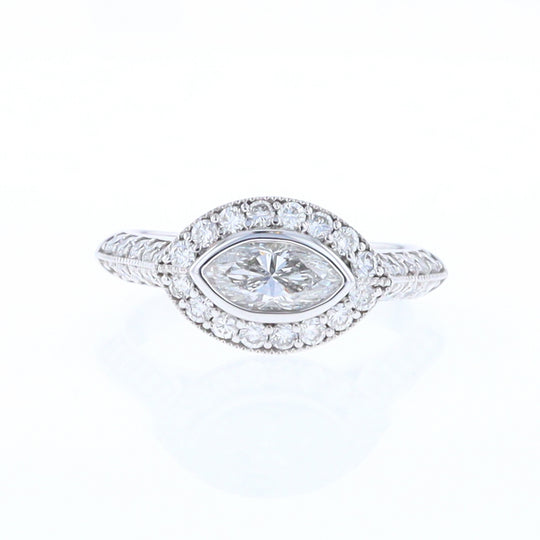 Horizontal Marquise Diamond Engagement Ring