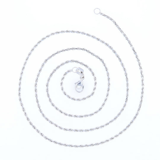 20" White Gold Laser Rope Chain