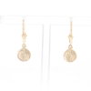 Gold Quartz Earrings Round Inlaid Design Lever Backs