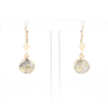 Gold Quartz Earrings Round Inlaid Design Lever Backs