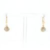 Gold Quartz Earrings Round Inlaid Design Lever Backs