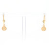 Gold Quartz Earrings Round Inlaid Design Lever Backs