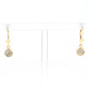 Gold Quartz Earrings Round Inlaid Design Lever Backs