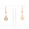 Gold Quartz Earrings Round Inlaid Design Lever Backs