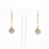 Gold Quartz Earrings Round Inlaid Design Lever Backs