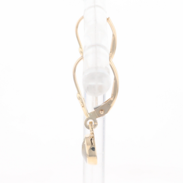 Gold Quartz Earrings Round Inlaid Design Lever Backs