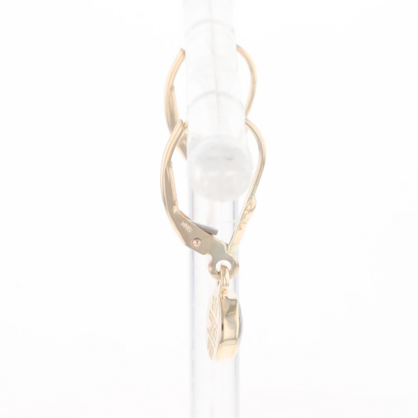 Gold Quartz Earrings Round Inlaid Design Lever Backs