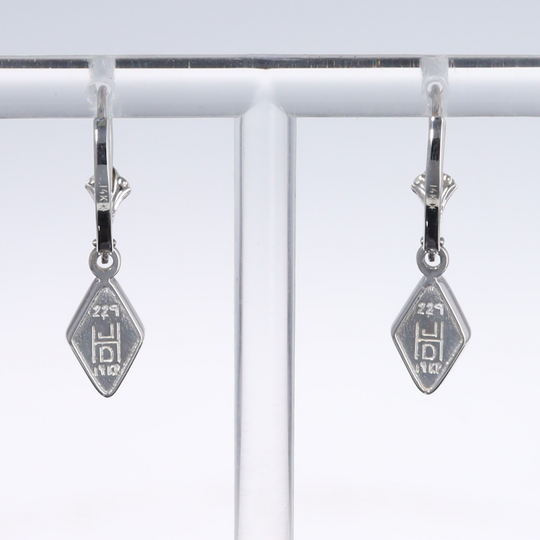 Opal Earrings Diamond Shape Inlaid Design Lever Backs