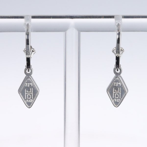 Opal Earrings Diamond Shape Inlaid Design Lever Backs