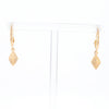 Gold Quartz Earrings Diamond Shape Inlaid Lever Backs G1