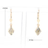 Gold Quartz Earrings Diamond Shape Inlaid Lever Backs G2