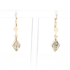 Gold Quartz Earrings Diamond Shape Inlaid Lever Backs G2
