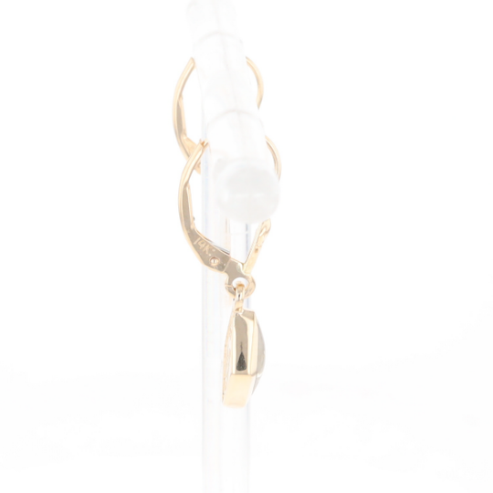 Gold Quartz Earrings Diamond Shape Inlaid Lever Backs G2