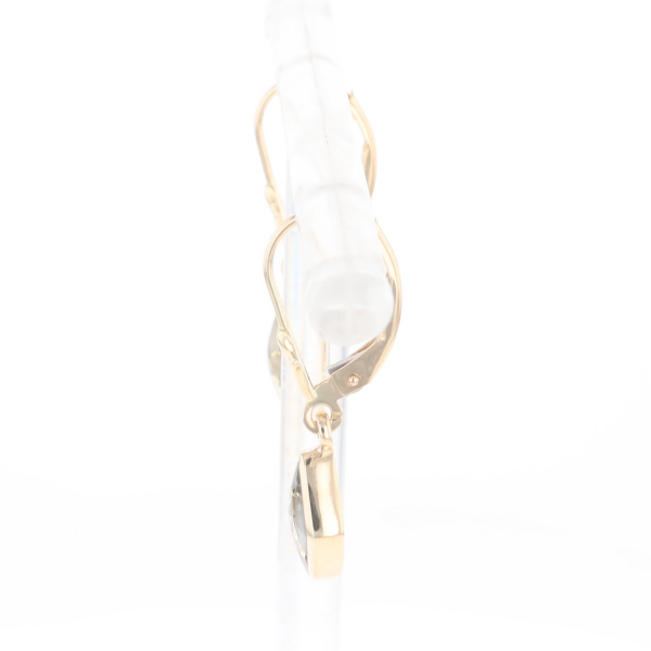 Gold Quartz Earrings Diamond Shape Inlaid Lever Backs G2