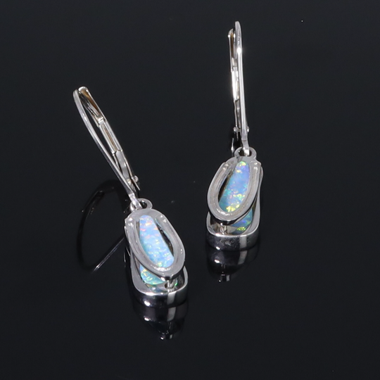 Opal Earrings Sandal Inlaid Design Lever Backs