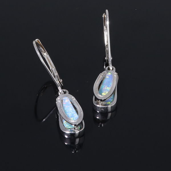 Opal Earrings Sandal Inlaid Design Lever Backs