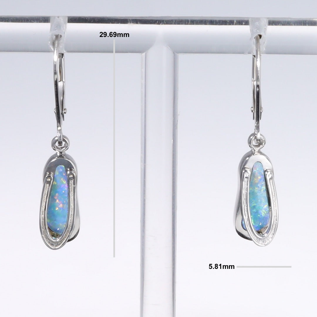 Opal Earrings Sandal Inlaid Design Lever Backs