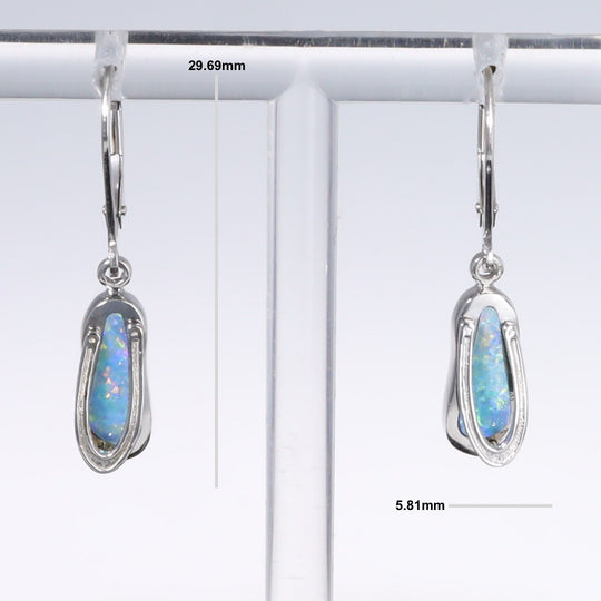 Opal Earrings Sandal Inlaid Design Lever Backs