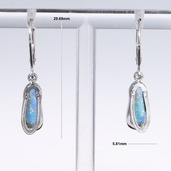 Opal Earrings Sandal Inlaid Design Lever Backs