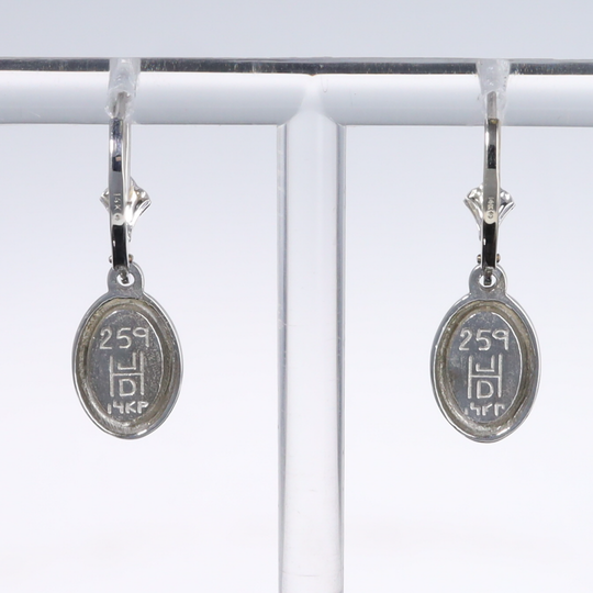 Opal Earrings Oval Inlaid Design Lever Backs