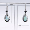 Opal Earrings Oval Inlaid Design Lever Backs