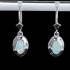 Opal Earrings Oval Inlaid Design Lever Backs