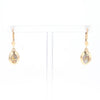 Gold Quartz Earrings Oval Inlaid Design Lever Backs - G2