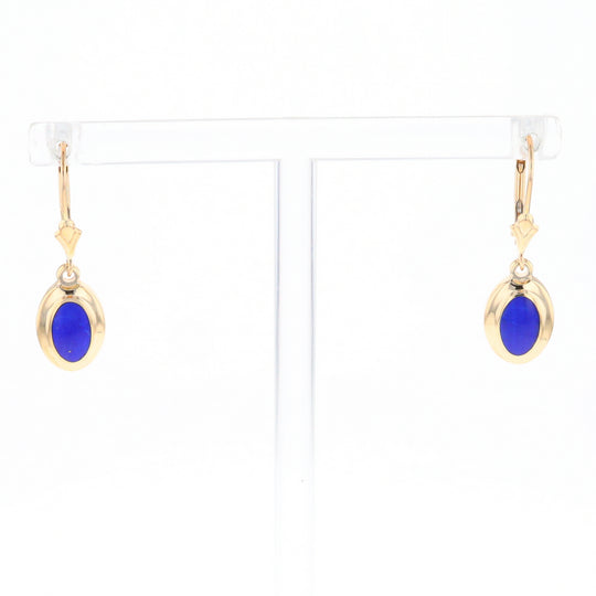 Oval Lapis Inlaid Earrings