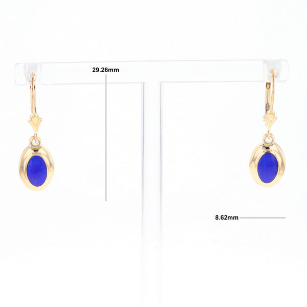 Oval Lapis Inlaid Earrings