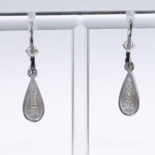 Opal Earrings Tear Drop Inlaid Design Lever Backs