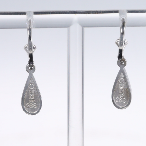 Opal Earrings Tear Drop Inlaid Design Lever Backs